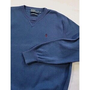 Polo Ralph Lauren Sweater 100% Cotton Blue Men's Size XL Red Pony 90s Crewneck